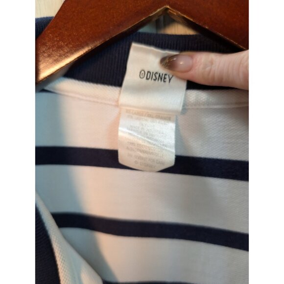 Vtg Winnie The Pooh Golf Polo 2XL White Navy Striped Disney Store Embroidered - Picture 4 of 8